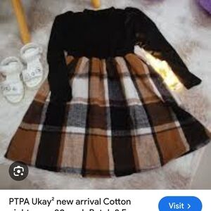 SHEIN Black and Brown Plaid Long Sleeve Dress